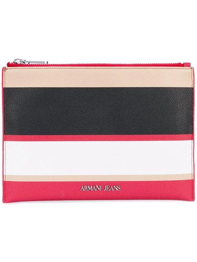 Shop Armani Jeans Striped Wallet In Purple