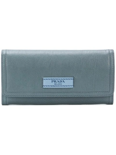 Shop Prada Logo Patch Wallet - Blue