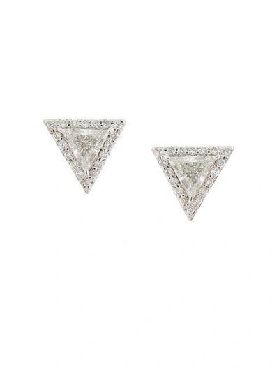 Shop Lizzie Mandler Fine Jewelry 'trillion' Diamond Pave Stud Earrings In Metallic