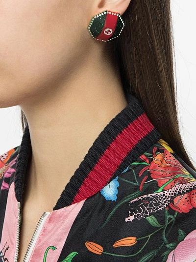 Shop Gucci Web Earrings - Red