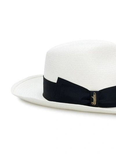 Shop Borsalino Contrasting Band Trilby Hat - White
