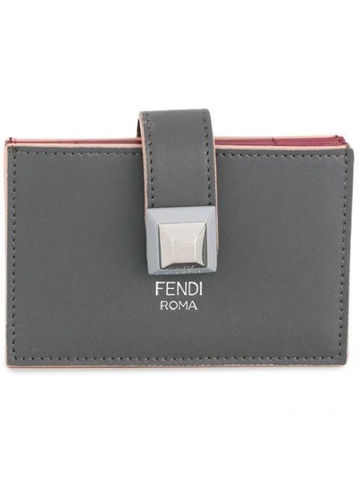 Shop Fendi Snap Fastening Card Holder In Grey
