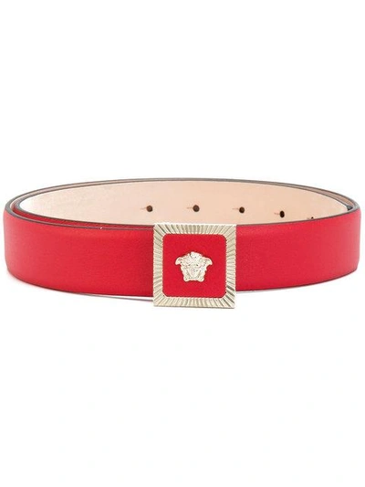 Shop Versace Medusa Buckle Belt - Red