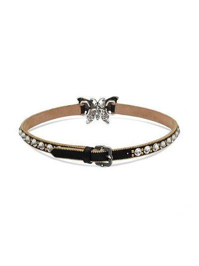 Shop Gucci Crystal Studded Butterfly Choker In Black