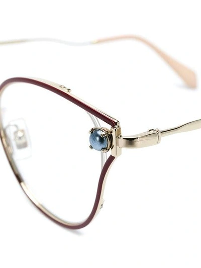 Shop Miu Miu Pearl-embellished Cat-eye Glasses