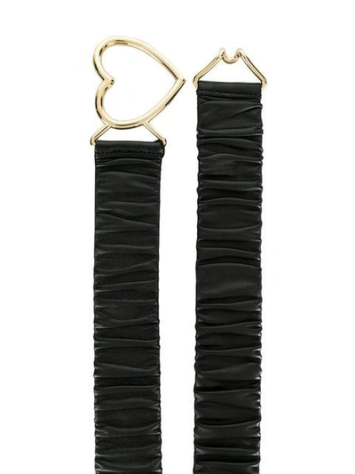 Shop Dolce & Gabbana Heart Buckle Ruched Belt In Black