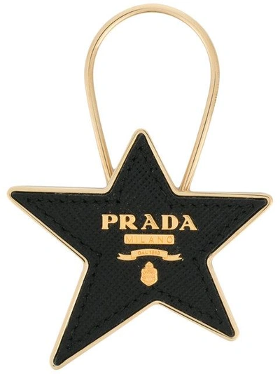 Shop Prada Star Keyring - Black