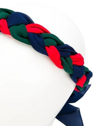 Shop Gucci Woven Headband - Blue