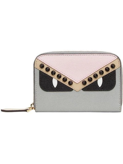 Shop Fendi Embellished Mini Wallet In Grey