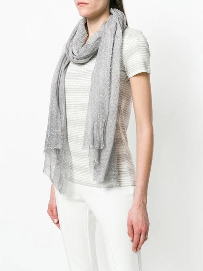 Shop Le Tricot Perugia Polka-dot Fringed Scarf - Grey