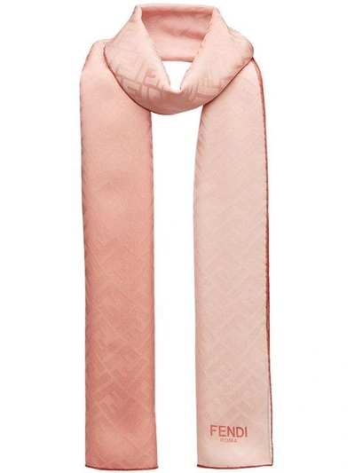 Shop Fendi Two-tone Embossed Logo Scarf In Pink