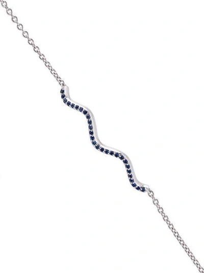 Shop Sabine Getty Chained Sapphire And Gold Wave Bracelet - Metallic