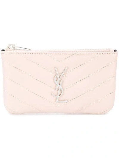 Shop Saint Laurent Zipped Monogram Wallet - Pink
