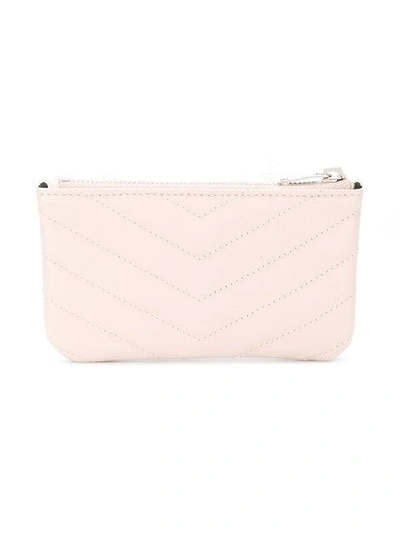 Shop Saint Laurent Zipped Monogram Wallet - Pink