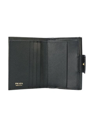 Shop Prada French Flap Wallet In Black
