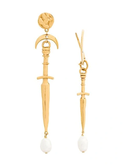 Shop Givenchy Asymmetric Dagger Earrings - Metallic
