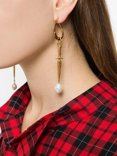 Shop Givenchy Asymmetric Dagger Earrings - Metallic