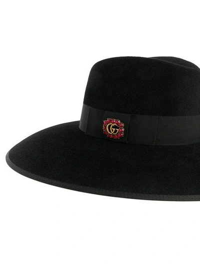 Shop Gucci Wide-brim Logo Hat - Black