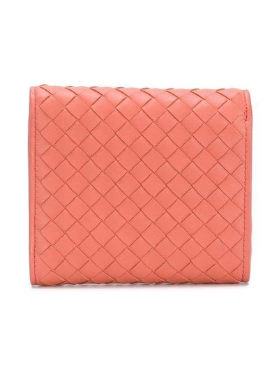 Shop Bottega Veneta Intrecciato Fold Wallet - Pink