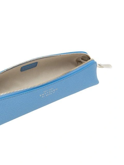 Shop Smythson Panama Pencil Case In Blue