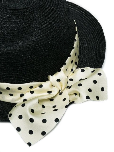 Shop Maison Michel Black Joseph Polka Dot Straw Hat