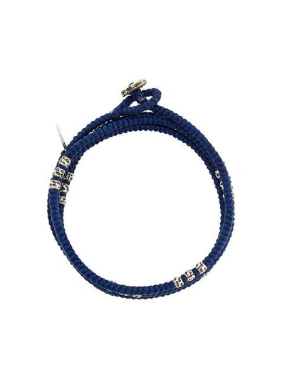 Shop M Cohen Knotted Wrap Bracelet In Blue