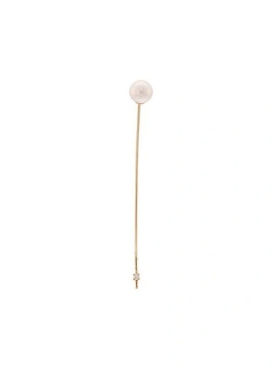 Shop Sara Lasry 18kt Gold Balance Diamond And Pearl Earring In Yellow