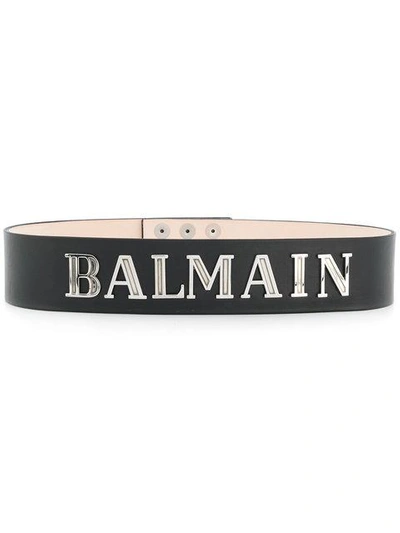 Shop Balmain Logo Plaque Belt - Black