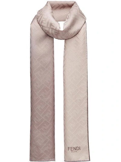 Shop Fendi Ff Monogram Jacquard Scarf In Pink