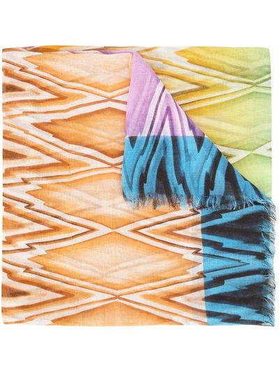 Shop Missoni Zig-zag Patterned Scarf In Multicolour