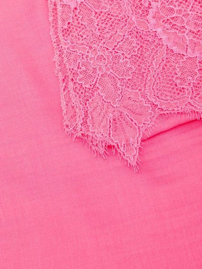 Shop Valentino Lace Trim Textured Scarf In Pink