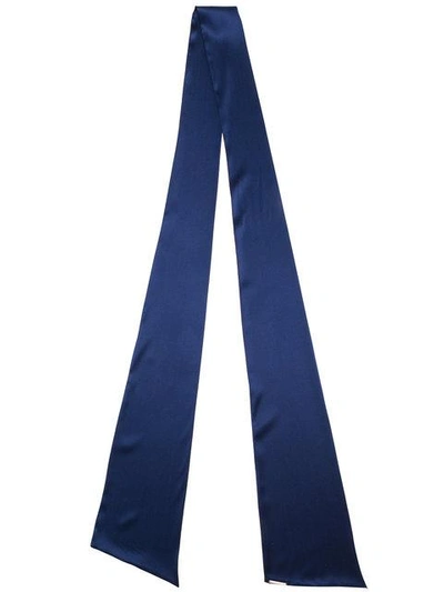 Shop Styland Skinny Bow Scarf In Blue