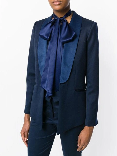 Shop Styland Skinny Bow Scarf In Blue