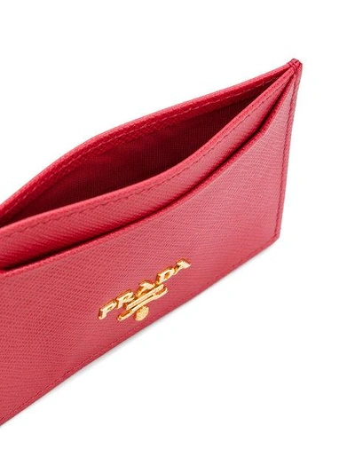 Shop Prada Saffiano Leather Cardholder In Red