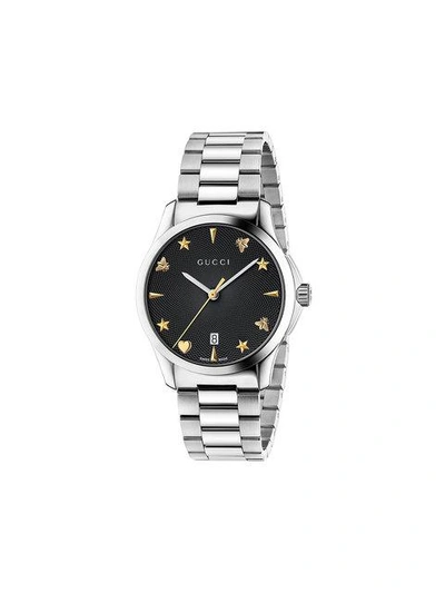 Shop Gucci G-timeless 38mm Watch - Metallic