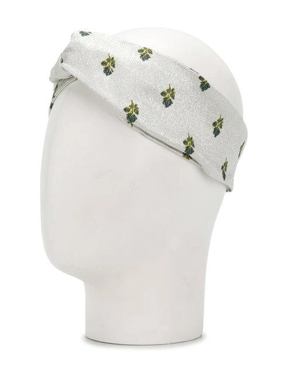 Shop Valentino Petites Roses Headband In Grey