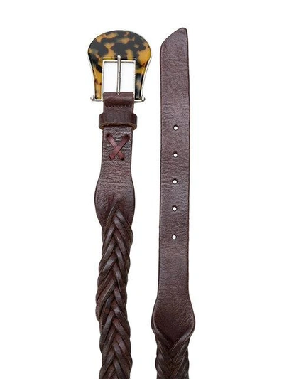 leopard buckle woven belt