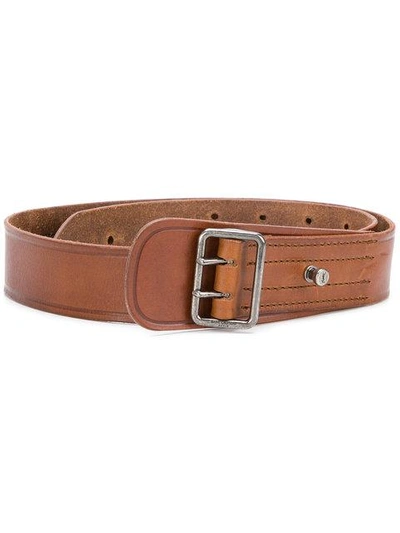 Shop Saint Laurent Porthole Buckle Military Belt - Brown