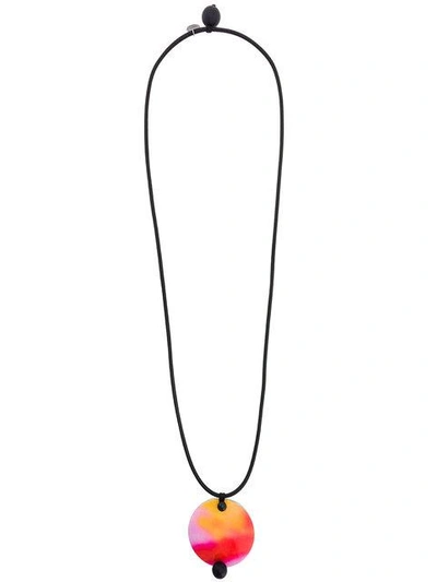 Shop Maria Calderara Logo Pendant Necklace In Black