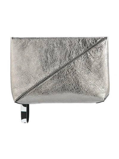 Shop Proenza Schouler Pebbled Leather Zip Pouch In Grey