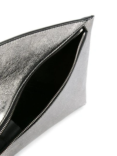 Shop Proenza Schouler Pebbled Leather Zip Pouch In Grey