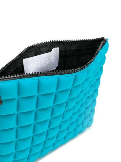 Shop No Ka'oi No Ka' Oi Medium Grid Textured Pouch - Blue