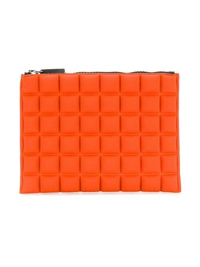 Shop No Ka'oi Medium Grid Textured Pouch In Orange
