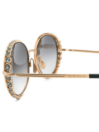 Shop Elie Saab Oversized Round Shape Sunglasses In Metallic