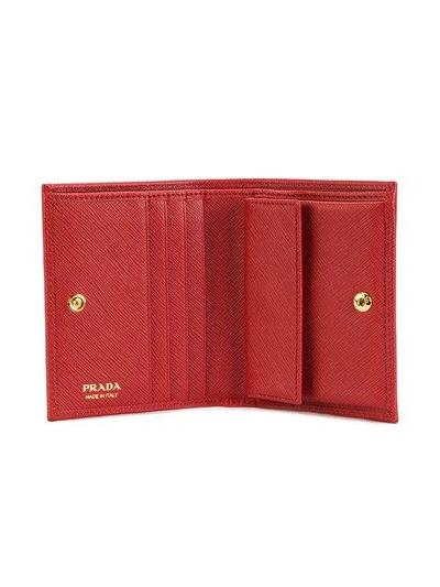 Shop Prada Classic Logo Wallet - Red