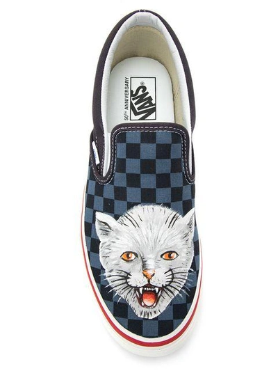 Shop À La Garçonne Hand Painted Vans Slip On Sneakers In Blue