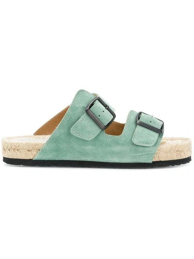 Shop Manebi Belted Style Slippers  In Green