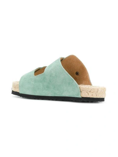 Shop Manebi Belted Style Slippers  In Green