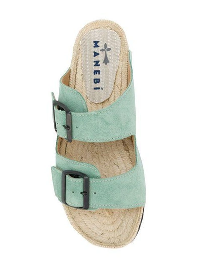 Shop Manebi Belted Style Slippers  In Green