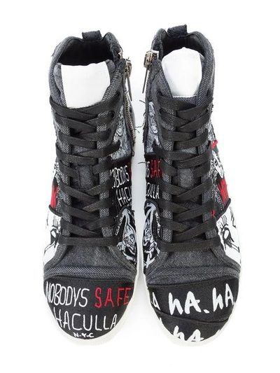 Shop Haculla Nobody's Safe Graphic High Top Sneakers In Black